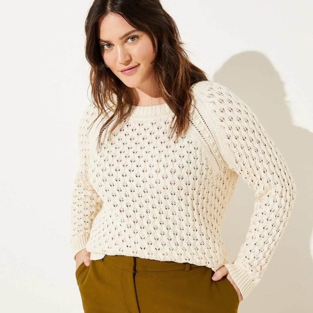 LOFT Bobble Pointelle Sweater
